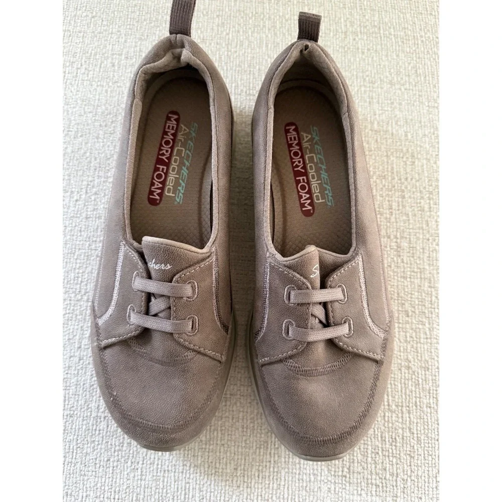 Skechers Air Cool Shoes Womens Size 7 Brown Memory Foam Slip On Comfort Loafer